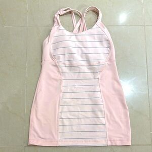 Lululemon Pink Striped Athletic Tank Top